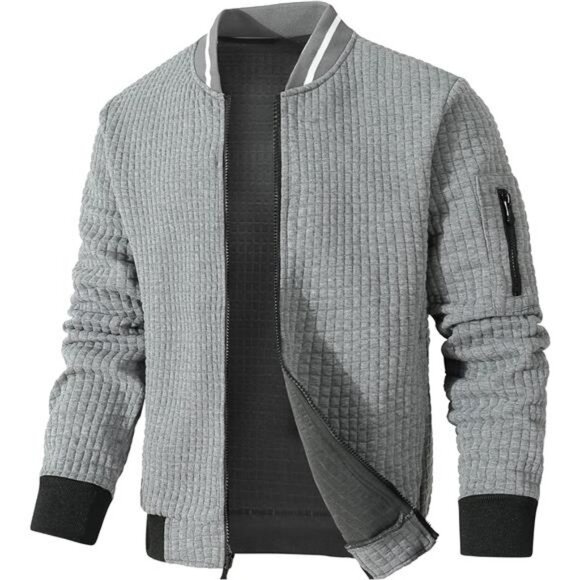 Mens Lightweight Jacket Casual Bomber Jacket Varsity Coat - Picture 1 of 6